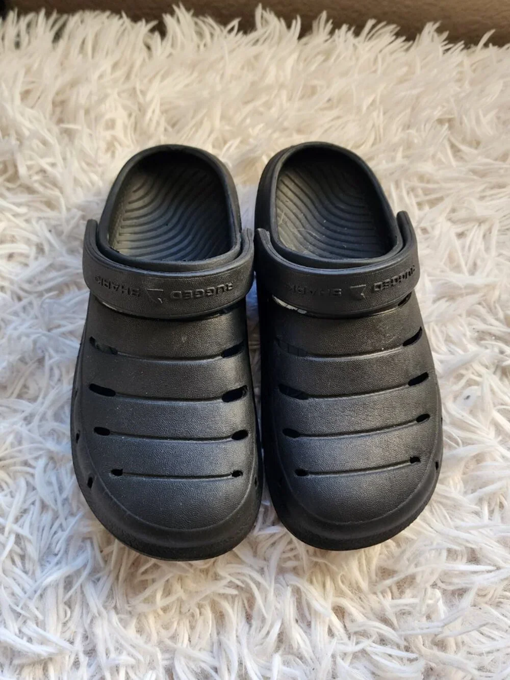 Rugged Shark Black Molded Foam Clogs Slip On Comfort Mules